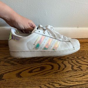 Adidas clear/shiny superstar sneakers